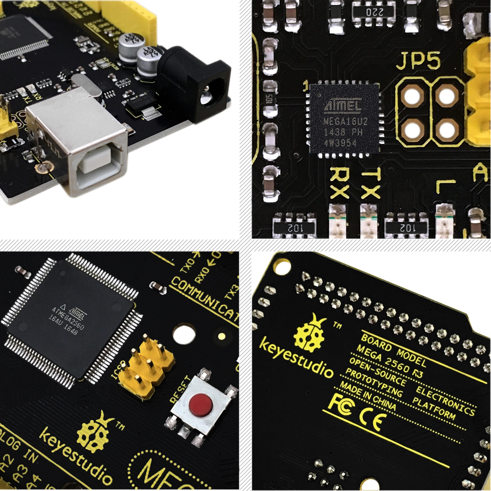Keyestudio Mega 2560 R3 ATMEGA2560-16AU макетная плата с usb-кабелем, совместимым с Arduino
