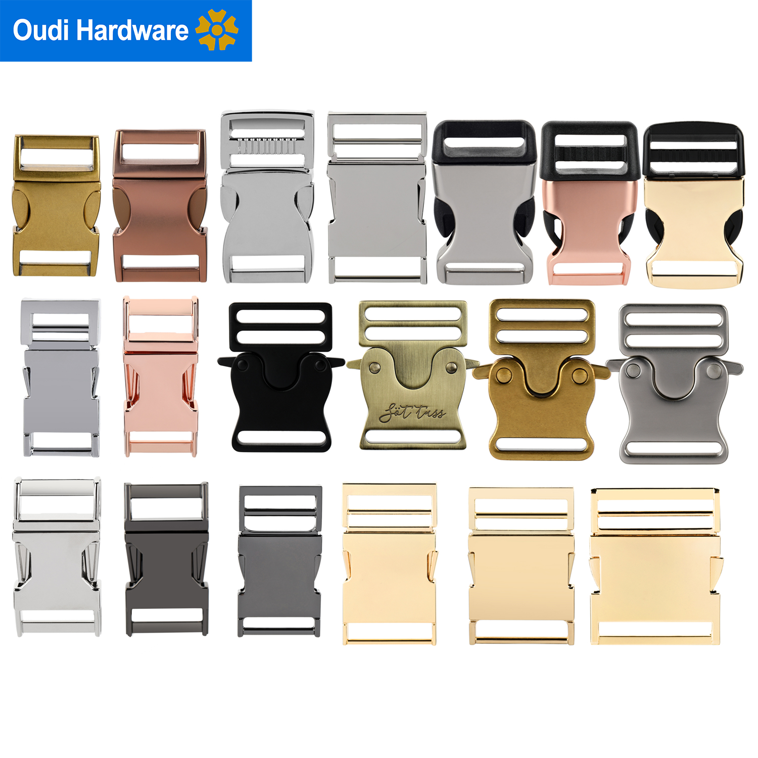 20mm Custom Metal Dog Collar Metal Hardware Quick Side Release Buckle Bag Strap Adjustable Belt Buckle