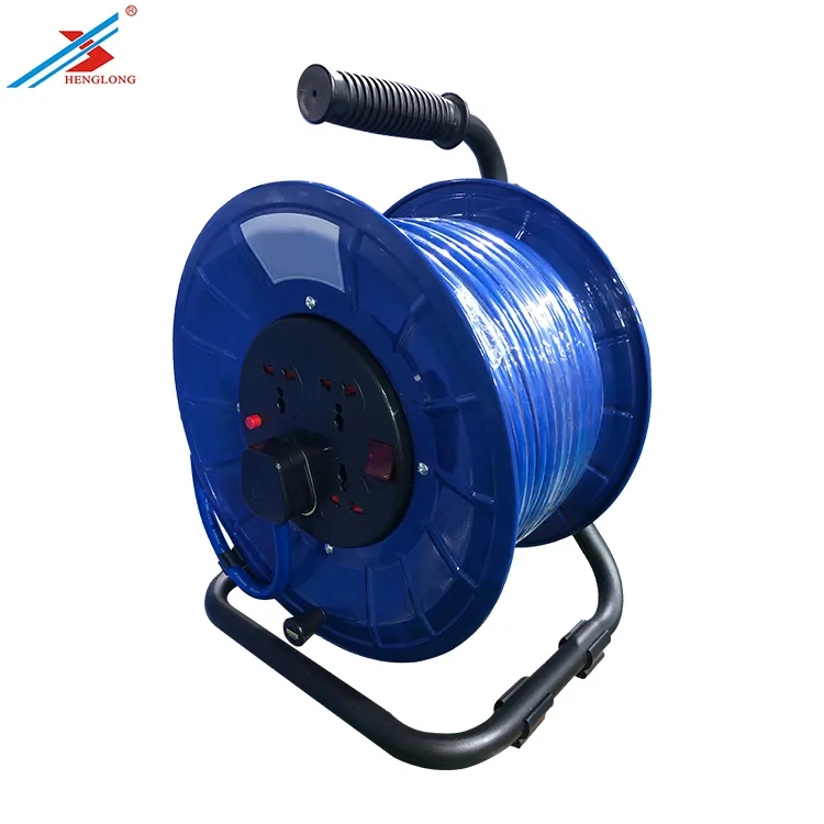 220V 250V Grounding Plastic Steel Type G Industrial 25M 30M 50M Power Supply Extension Electric Retractable Cable Reel