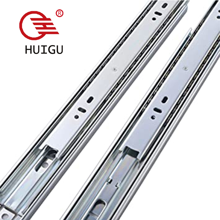 45mm Full Extension Soft Close Ball Bearing Double Wall Telescopic Drawer Slide Rails with Two Springs