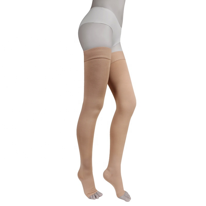 Breathable open toe thigh high varicose veins 20-30 mmHg medical compression stocking for anti embolism