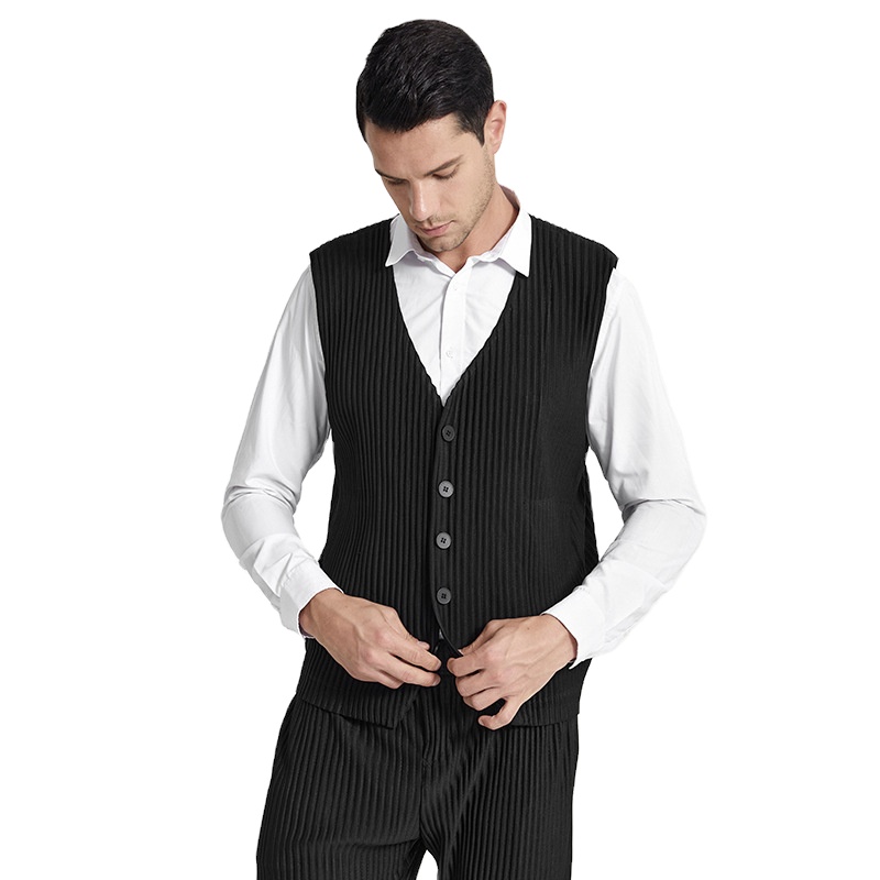 FXZ 2021 summer new fashion casual man casual pleat suit vest Miyake pleated men's waistcoat