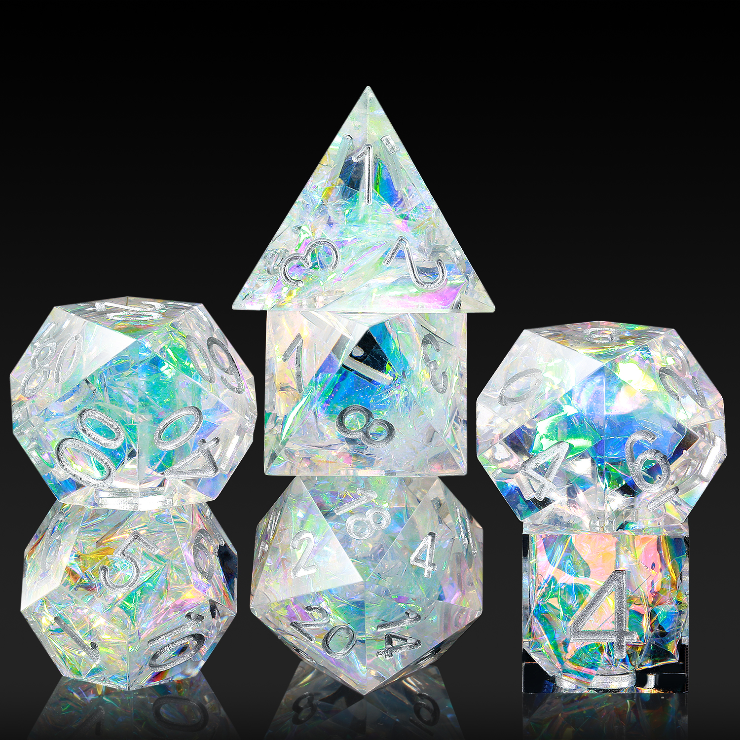 Пользовательские острые края набор игральных костей ручной работы 7 Die Resin polyhedral DND набор костей для подземей и Драконов