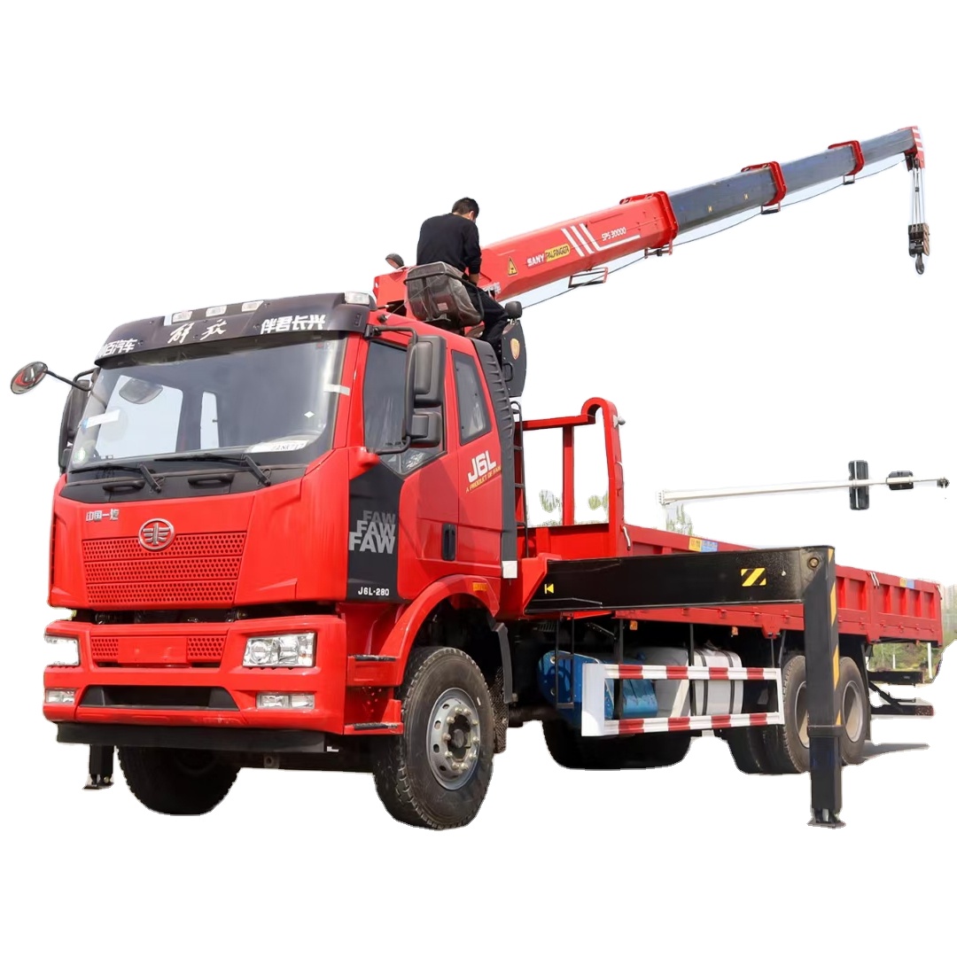 6x4 12Ton Knuckle boom crane mounted on trucks hydraulic crane FAW GOOD PRICE