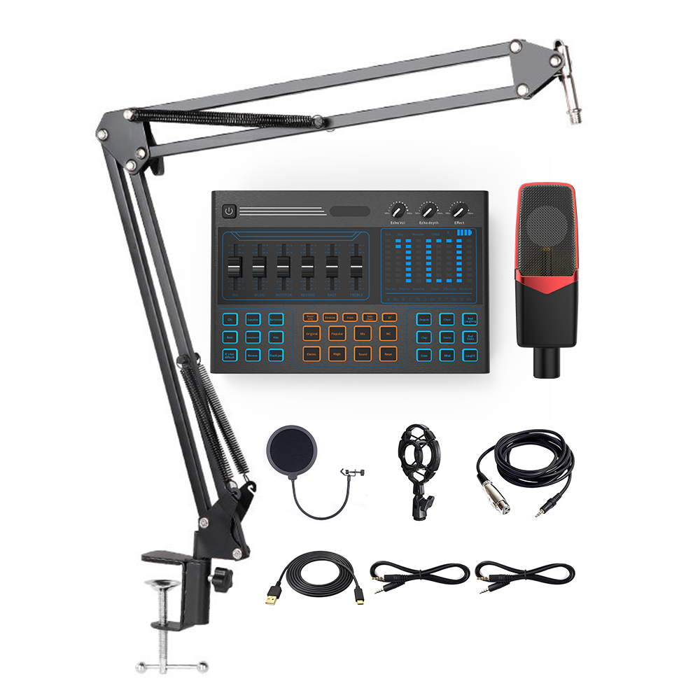 Streaming Podcast Live USB Audio Interface Sound Card With XLR Condenser Microphone Kit