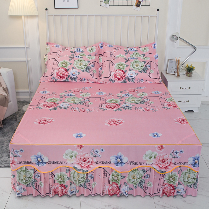 Bedding Pleated Bed Cover Skirt Luxury Microfiber Dust Drop Twin Queen King Bed Skirts Set