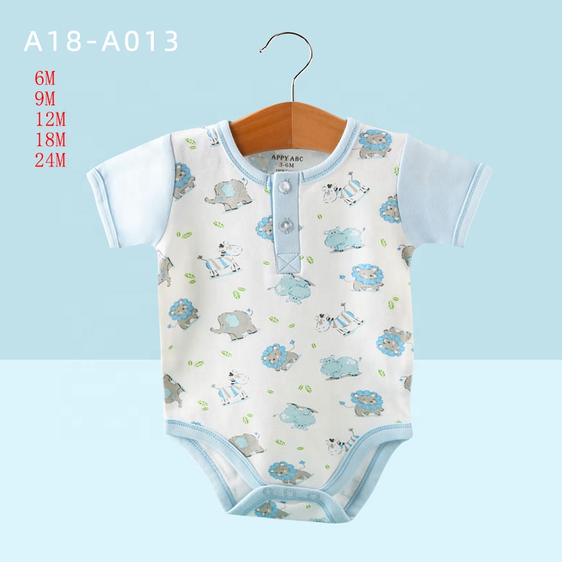 Short Sleeve Boys Bay Romper 100% Cotton Breathable Baby Clothes color jumpsuits