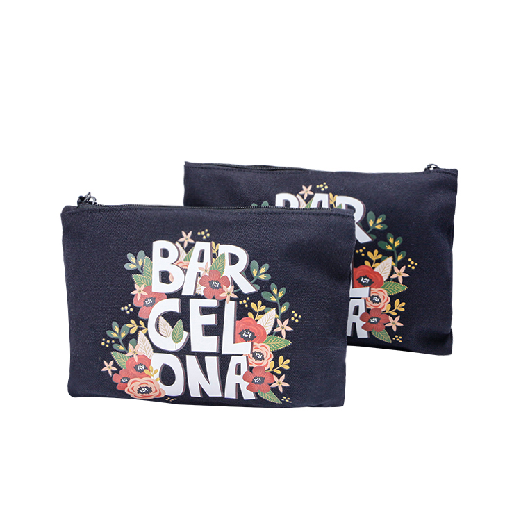Customized Ziplock Special Purpose Travel Storage Makeup Toiletry Gift Square Canvas Packaging Zipper Cosmetic Bags