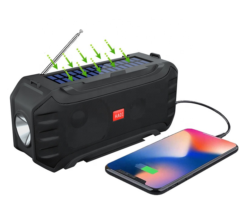 2021Bluetooth Speaker Outdoor Travel 1200mAh Solar Charging Portable Wireless Speaker with LED Flashlight