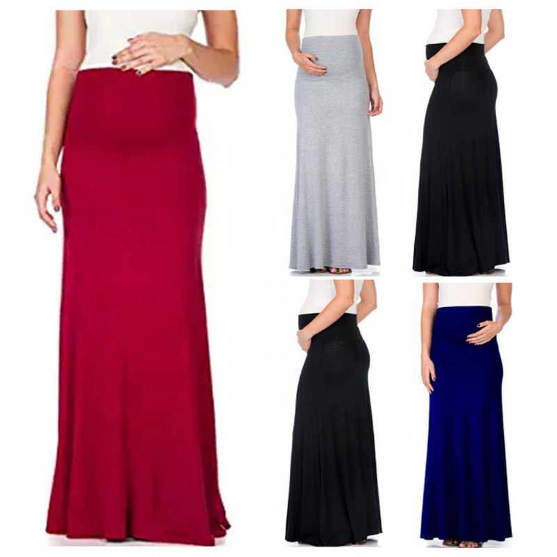 CY446 Big size Maternity Skirt Clothes for Pregnant Women Maternity Maxi Dress S to XXXL Soft Rayon Good Stretch Fabric
