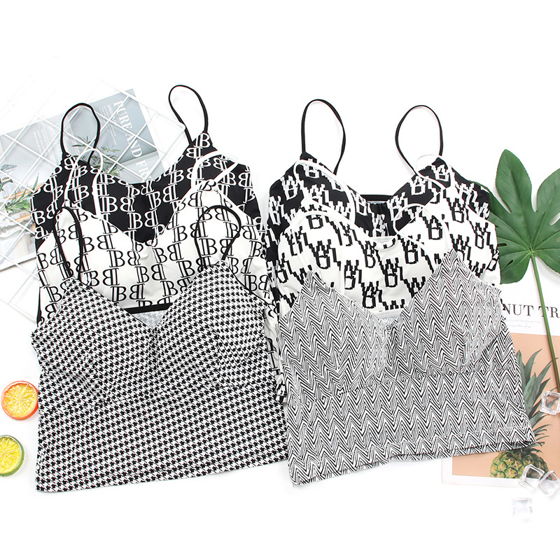 Sleeveless Crop Camisole Tank Tops Sport Bra Seamless Cami Workout Shirts With Built Bra For Women