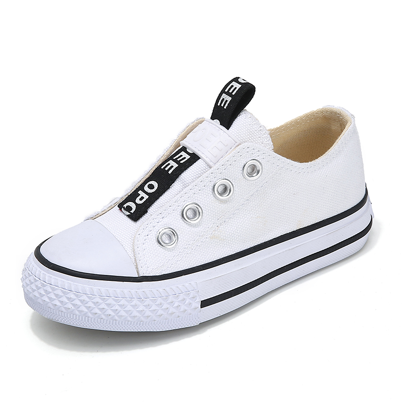Белые школьные Повседневные детские ботинки Plimsolls для девочек, детская обувь для мальчиков и девочек, модные кроссовки, Детская холщовая обувь без рисунка для улицы