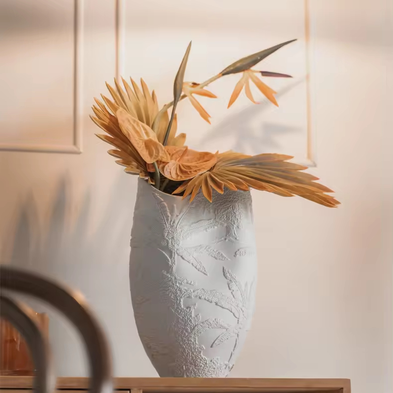 luxury embossed ornament vase home decor ceramic flower vases decoration for wedding party home decor