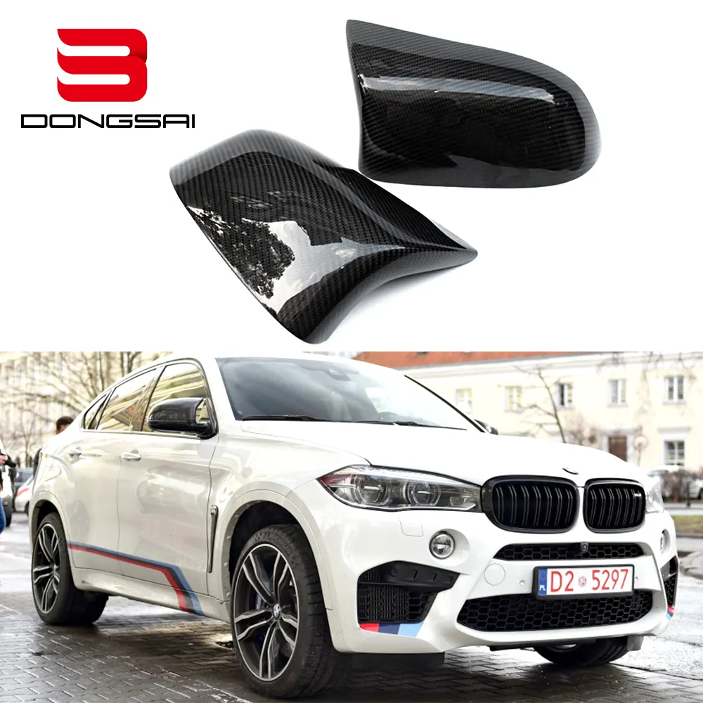 Carbon Side Door Rear View M Look Wing Mirror Covers Caps For BMW X3 X4 X5 X6 F25 F26 F15 F16 2013+
