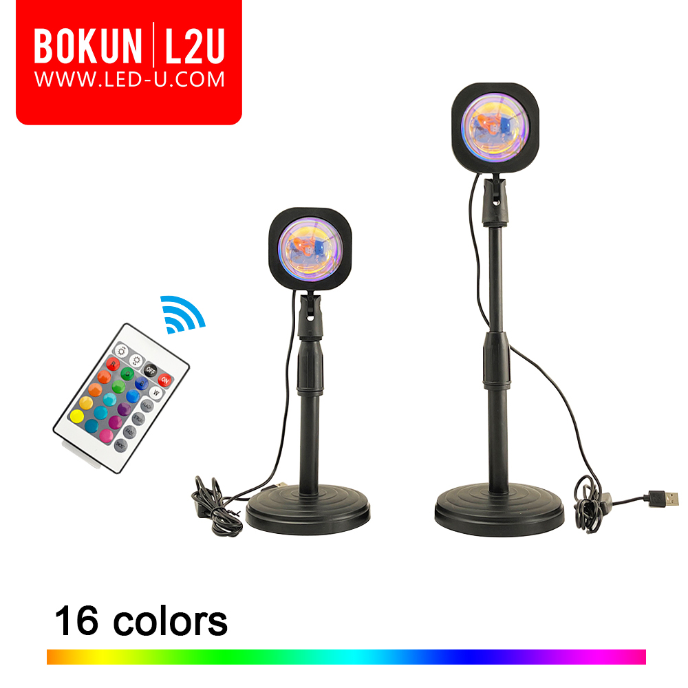 BOKUN пульт дистанционного управления лампа для захода солнца проектор RGB лампа для захода солнца 16 видов цветов USB светодио дный светильник захода солнца для фотосъемки