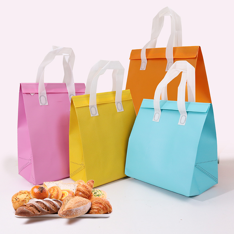 Customized Top Quality Non Woven Insulated Takeaway Bag Self Adhesive Picnic Disposable Cool Thermal Bag Large Cooler Bag