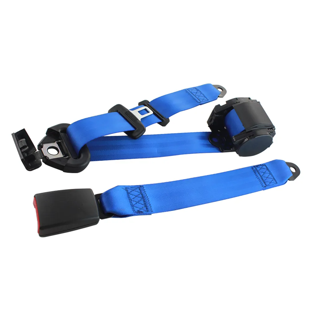Black 3 Point Automatic Retractable Safety Car Seat Belt Lap+Diagonal Belt