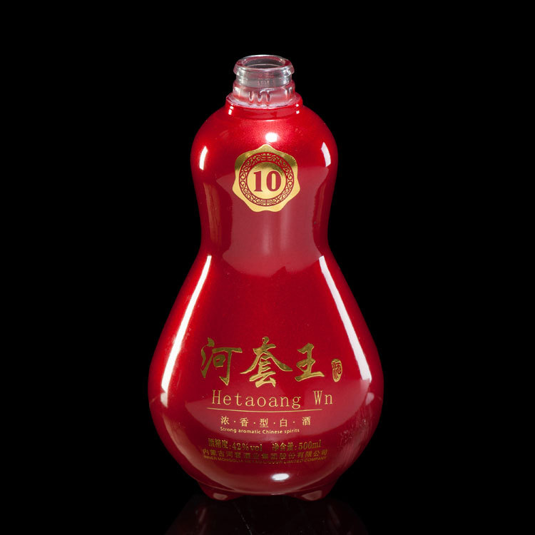 Chinese liquor glass spray red cheap alcohol bottle 500ml
