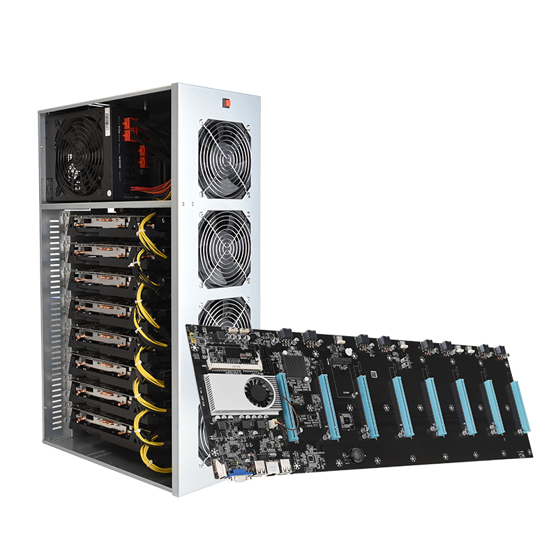 Эфириума Crypto GPU добыча буровая машина с сервере Дело питания графическая карта вентилятор 8 PCIE материнская плата OEM GPU Майнер