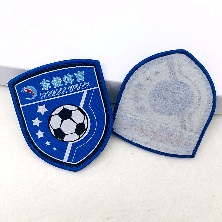 Wholesale Football Team Woven Patches with Border Custom Made Logo Tags School Woven Badges for Football Jersey