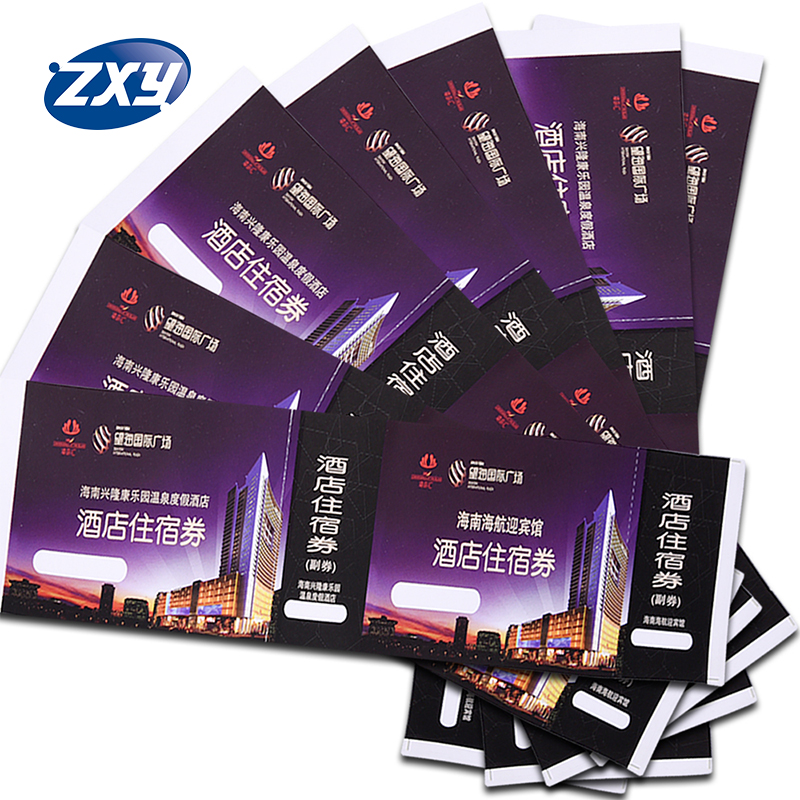 Top quality paper cardboard redemption ticket, lottery ticket for hotel