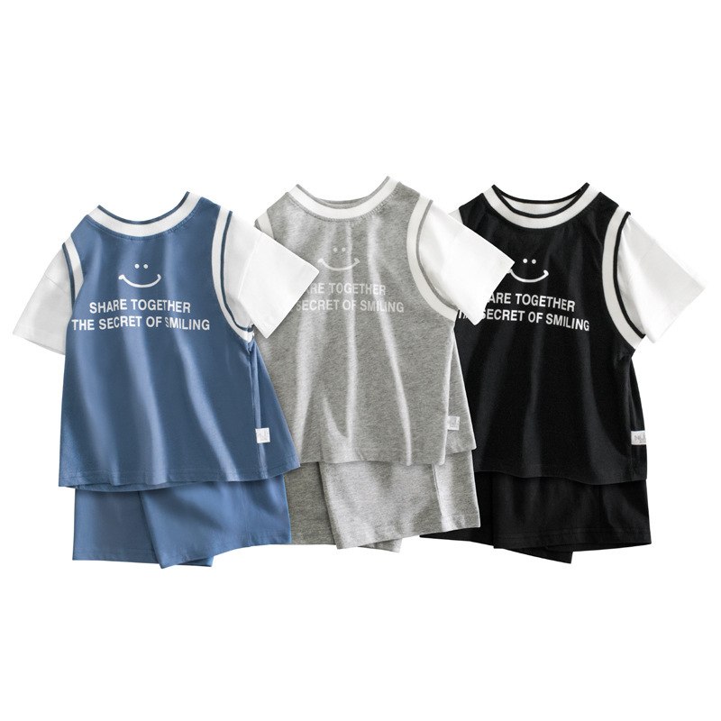Korean Version of Children's Clothing Summer New 2023 Children's Set Wholesale Male Baby Two Sets of Affordable Wholesale