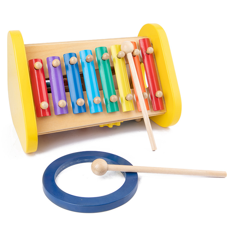 Multi-functional 3 in 1 Music Xylophone Toy Wooden Pounding and Hammer Toy Fine Motor Skills Toys for Toddlers