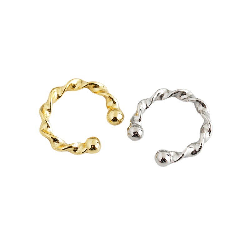 S925 sterling silver twist gold silver ear clip 7BEADS popular fashion simple gentle vintage earrings for women party gift