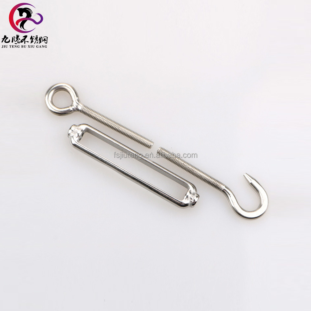 Factory custom 304 316 open body stainless steel Eye-Hook turnbuckle