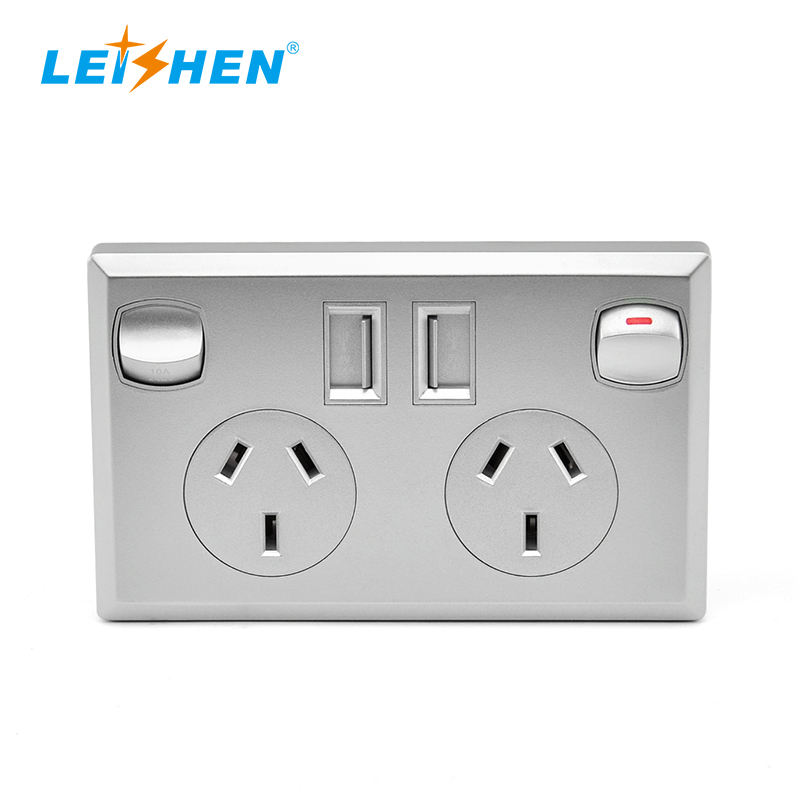 Электрическая розетка Leishen, умная австралийская настенная розетка с Micro Usb-портами, с зарядным устройством usb, черная, серебристая, белая