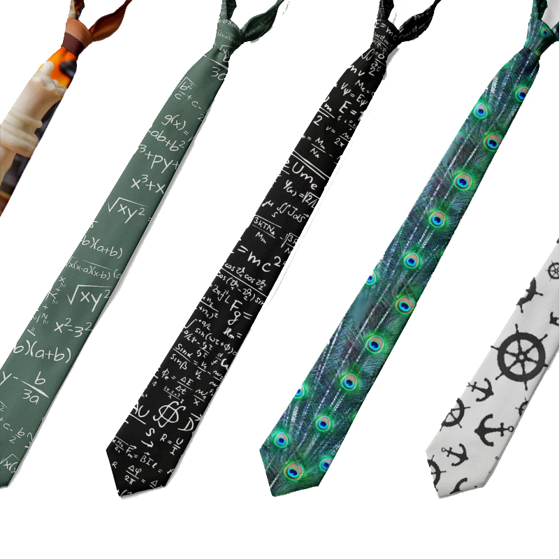 Men's Ideas Peacock Ties 8 cm Black Creative Novelty Necktie 3D Printed Tie For Men Funny Party Wedding Accessories