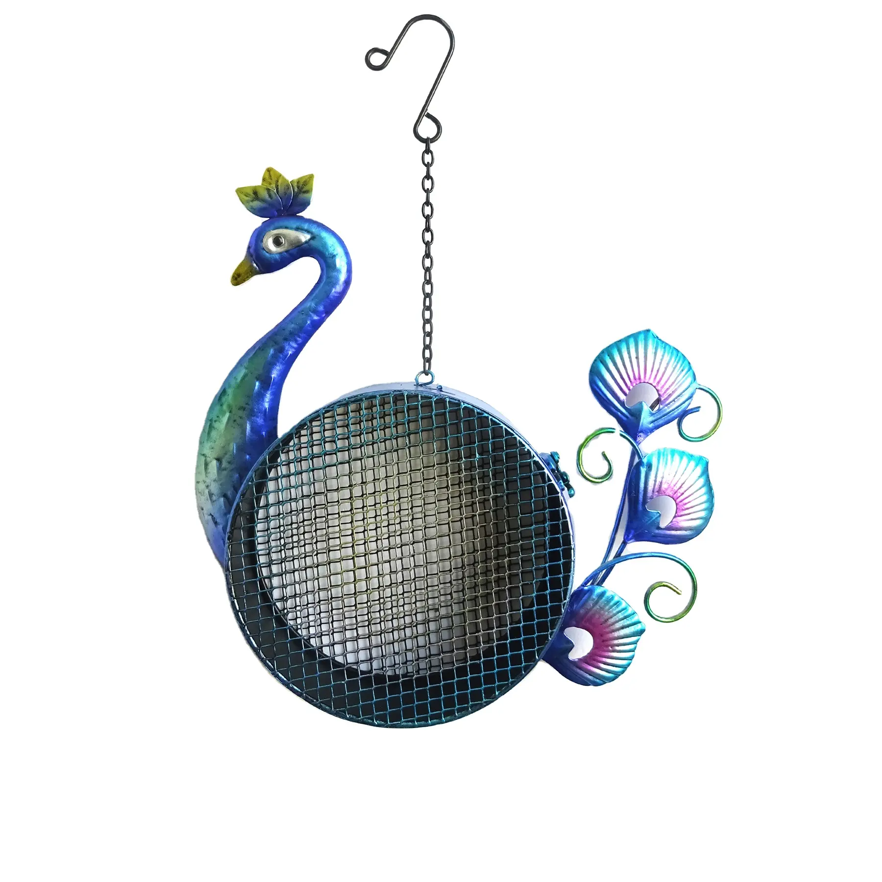 Liffy Metal Hanging Mesh Peacock Design Bird Feeder