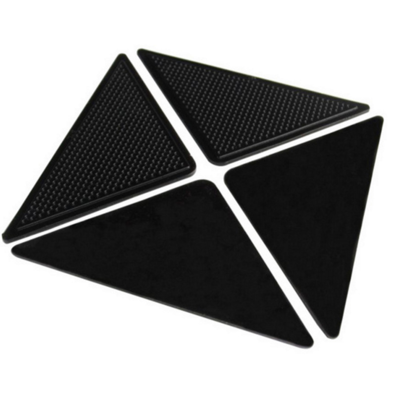 4PCS Double Sided Triangle Reusable Removable Carpet Gripper Anti Slip Pad Rug Grippers for Hardwood Floors Carpets Floor Mats