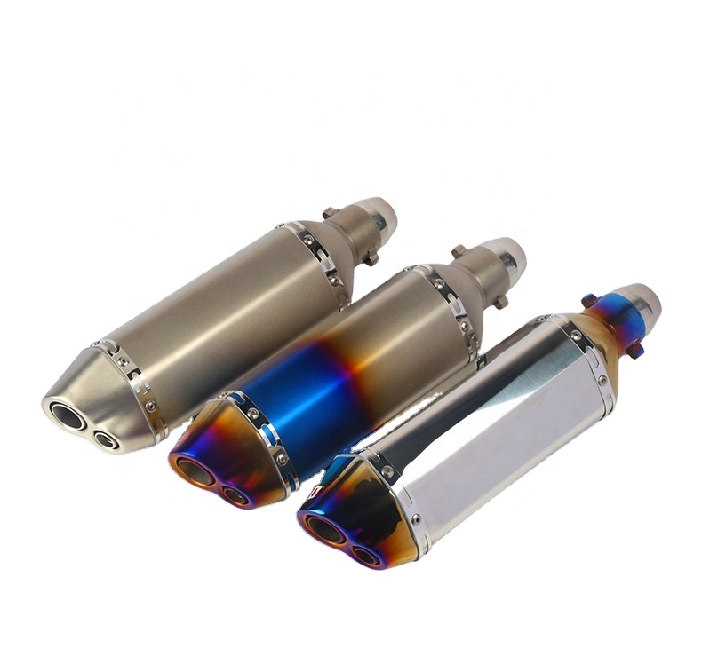 customized and modified motorcycle exhaust pipe small hexagonal double outlet series stainless steel exhaust
