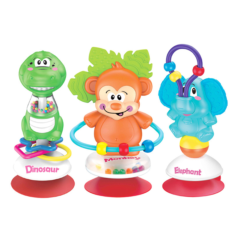 Plastic baby rattle Beads Toy Table Sucker Rattles Infant Dining Chair Suction Rattles Stroller Handheld Suction Cups Toys