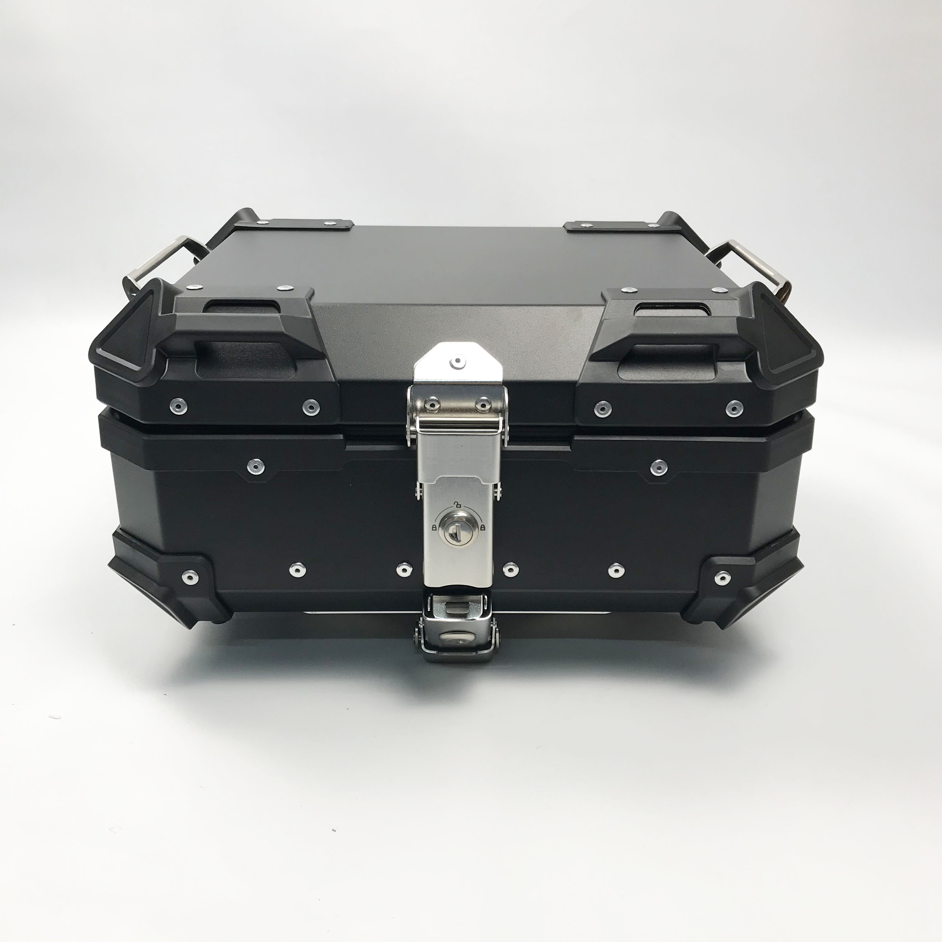 22L Aluminium Alloy Motorcycle Tail Box Top Case Scooter Luggage Delivery Black/Silver Color