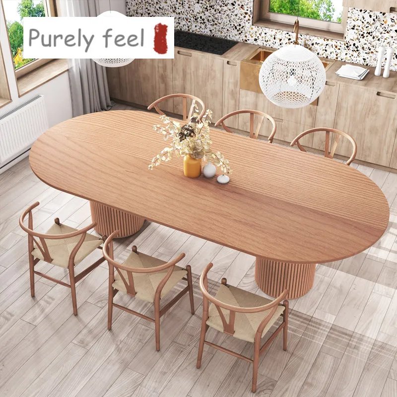 PurelyFeel современный простой маленький дом из массива дерева круглый стол в скандинавском стиле домашний креативный обеденный стол и стул комбинация