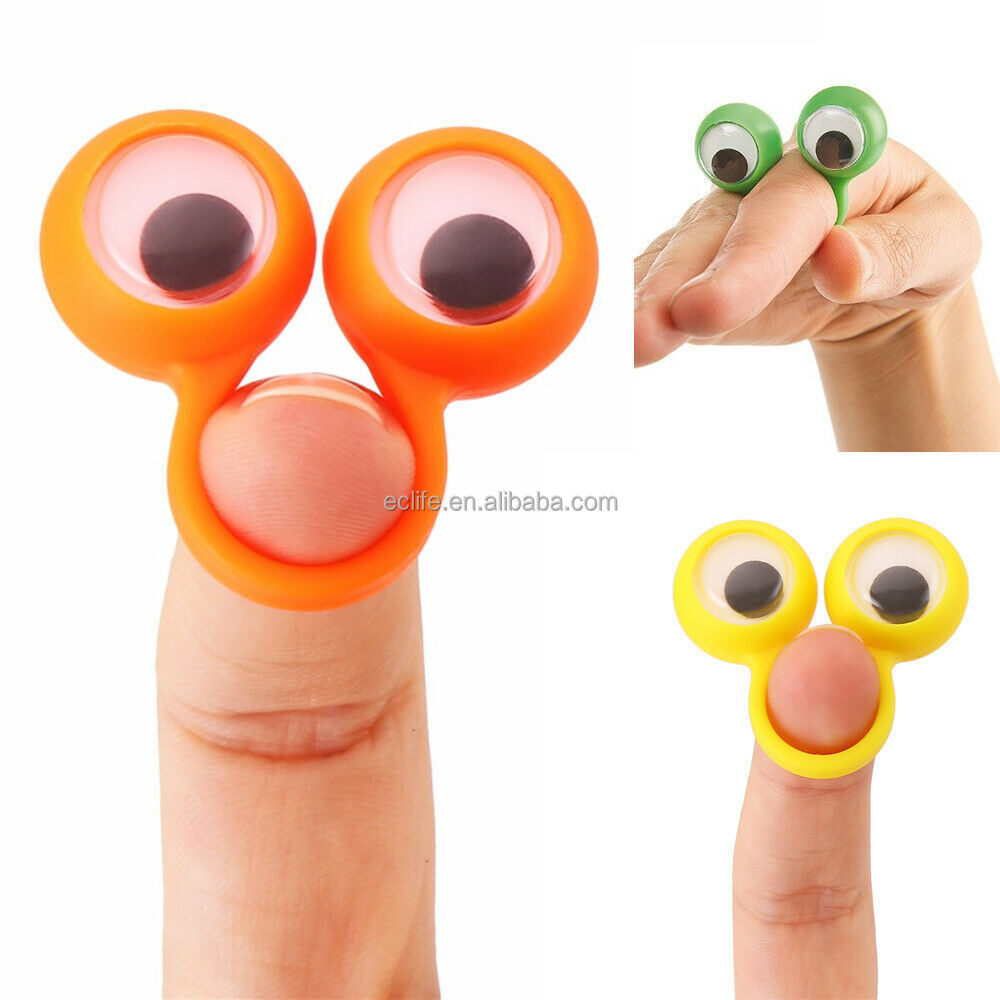 Kids Party Favors Funny Novelty Eyeball Ring Toys Colorful Googly Eye Finger Puppets