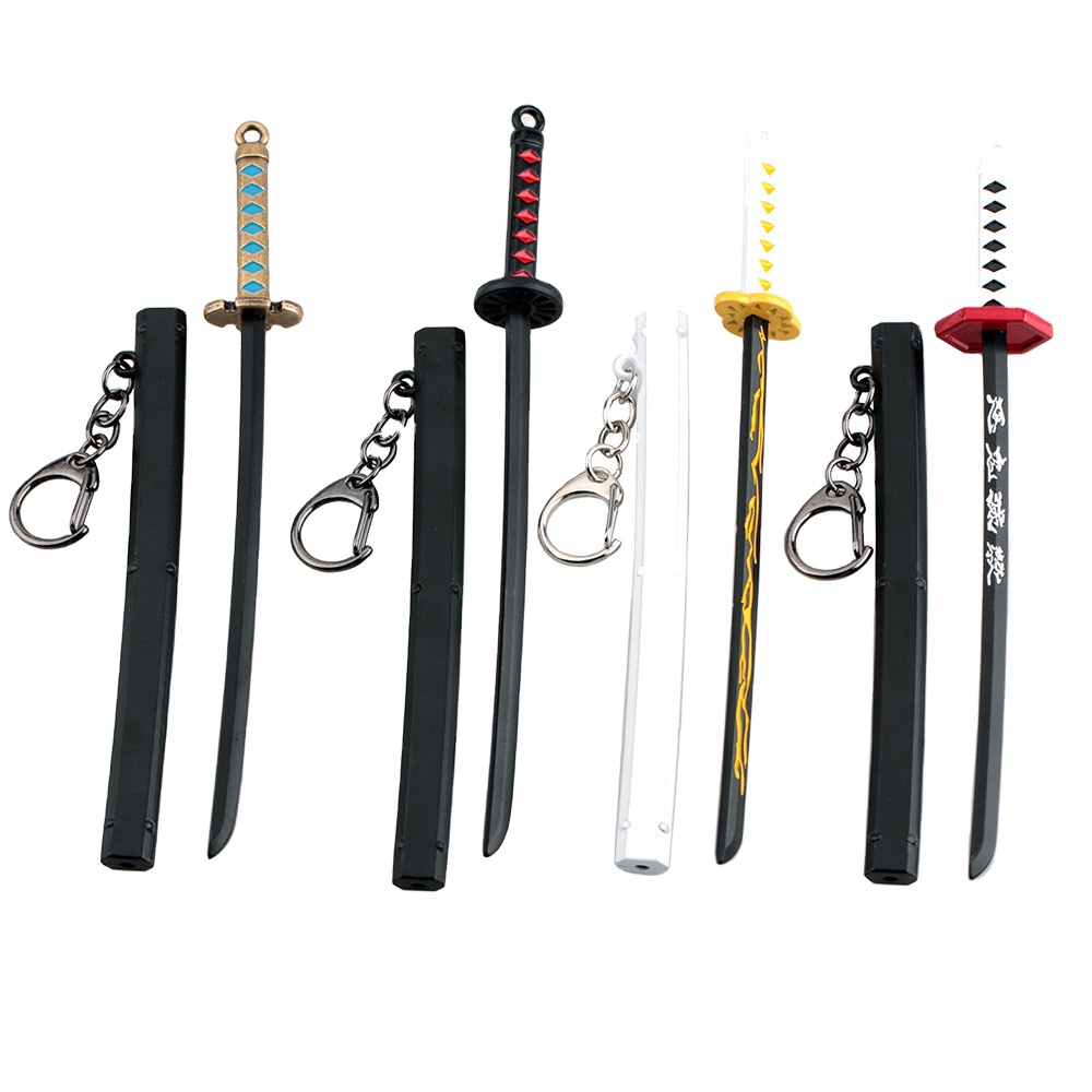 Demon Slayer Sword Keychain Japan Anime Demon Slayer Kimetsu no Yaiba Cartoon Kamado Tanjirou Blade of Ghost Weapons Props Gift