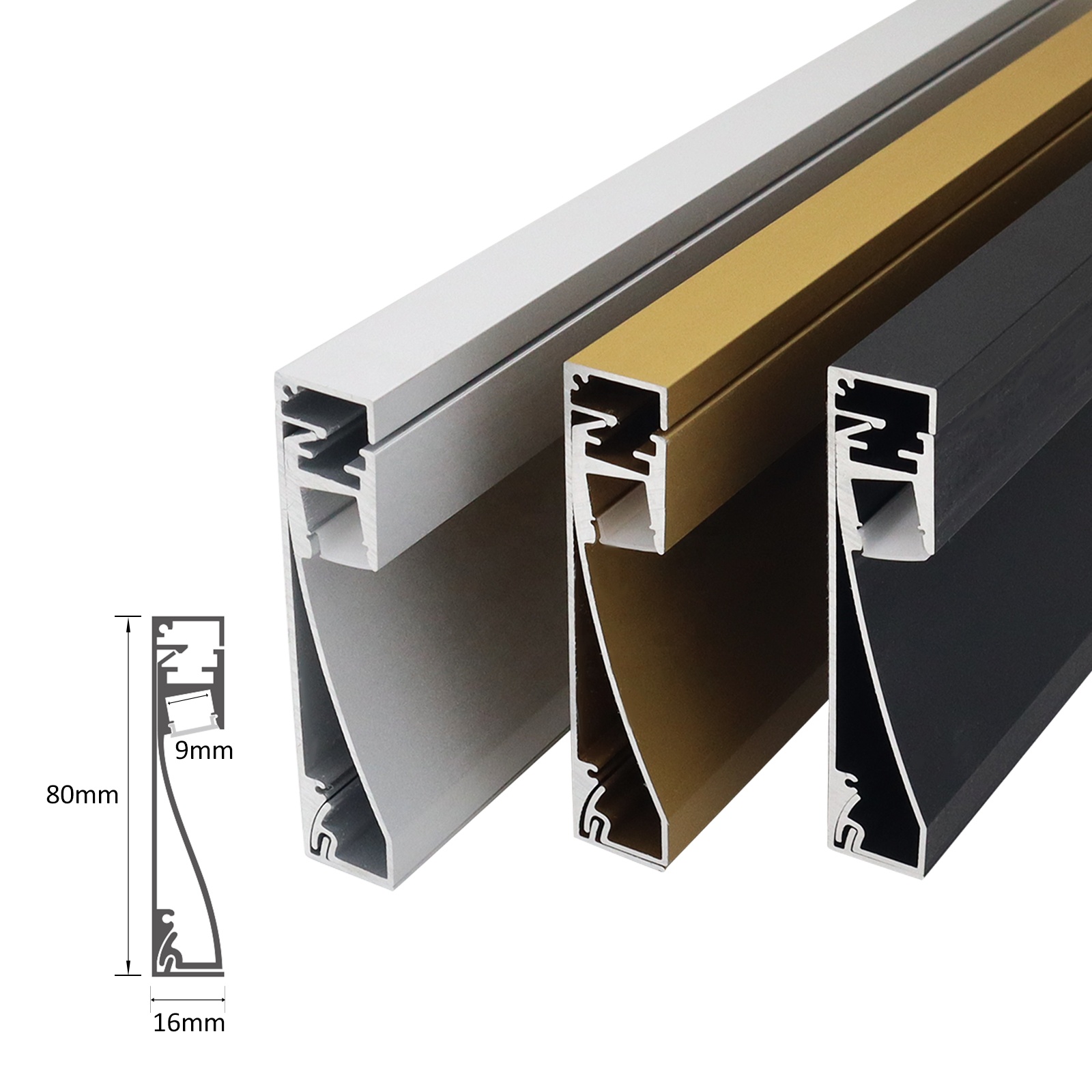 Hot Sale 055 Aluminium Led Strip 16*80mm Surfaced Mounted Alloy Aluminium Led Strip Led Skirting Light
