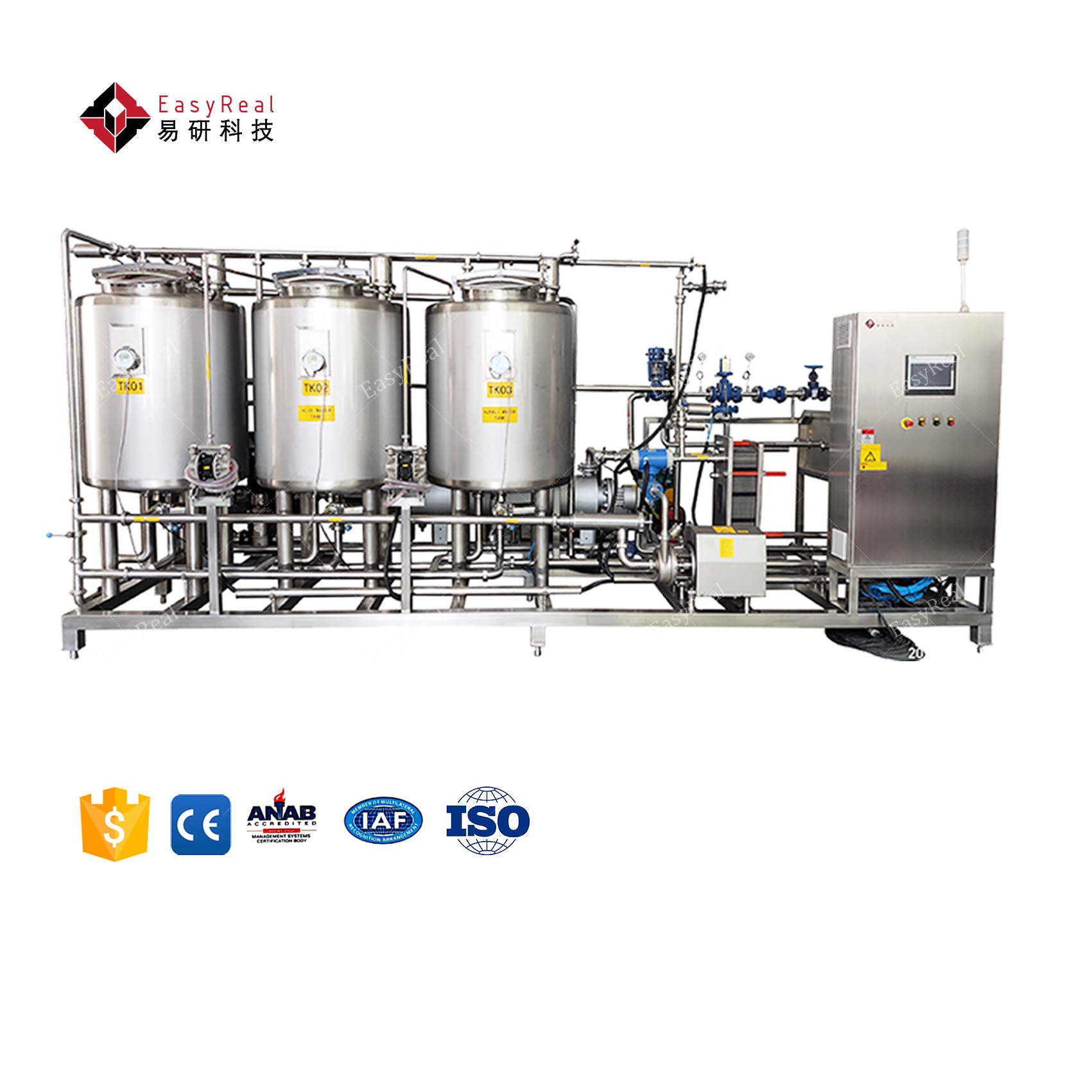 High Quality Stainless Steel 3 Tanks or 4 or 5 Tanks Type CIP System Cleaning Tank