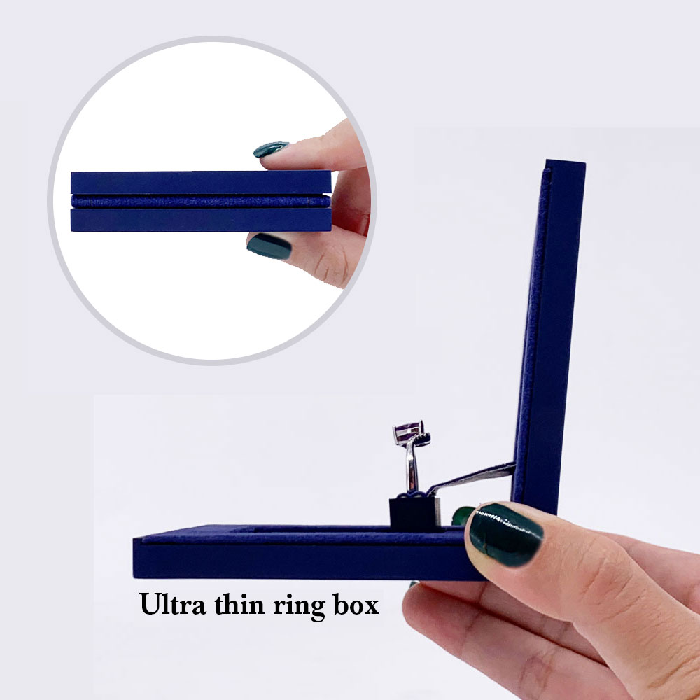 luxury custom small flat and slim pop wedding ring box plastic jewelry thin box packaging