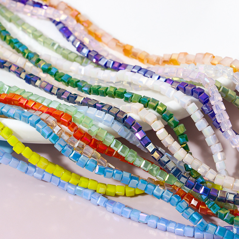 Factory Faceted Crystal Lampwork & Glass Beads for Jewelry Making Square Cube Crystal Glass Beads in Bulk