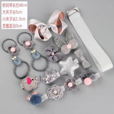 JIRIS 2021 New Design 18pcs/1 box Hairpins Barrettes Baby Children Fabric Bow Hair Clips Accessories For Girls Set