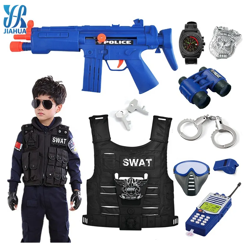 Police combination toy SWAT body armor plastic pretend play toy police gun set