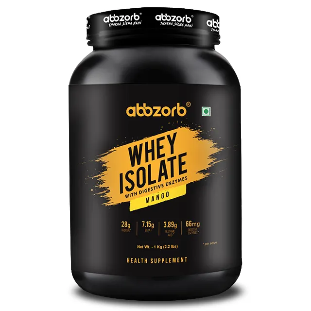 Indian Importer Whey Protein Isolate Mango Flavour 1kg (30 Servings) with Protein& Glutamic Acid For Muscles Growth Uses