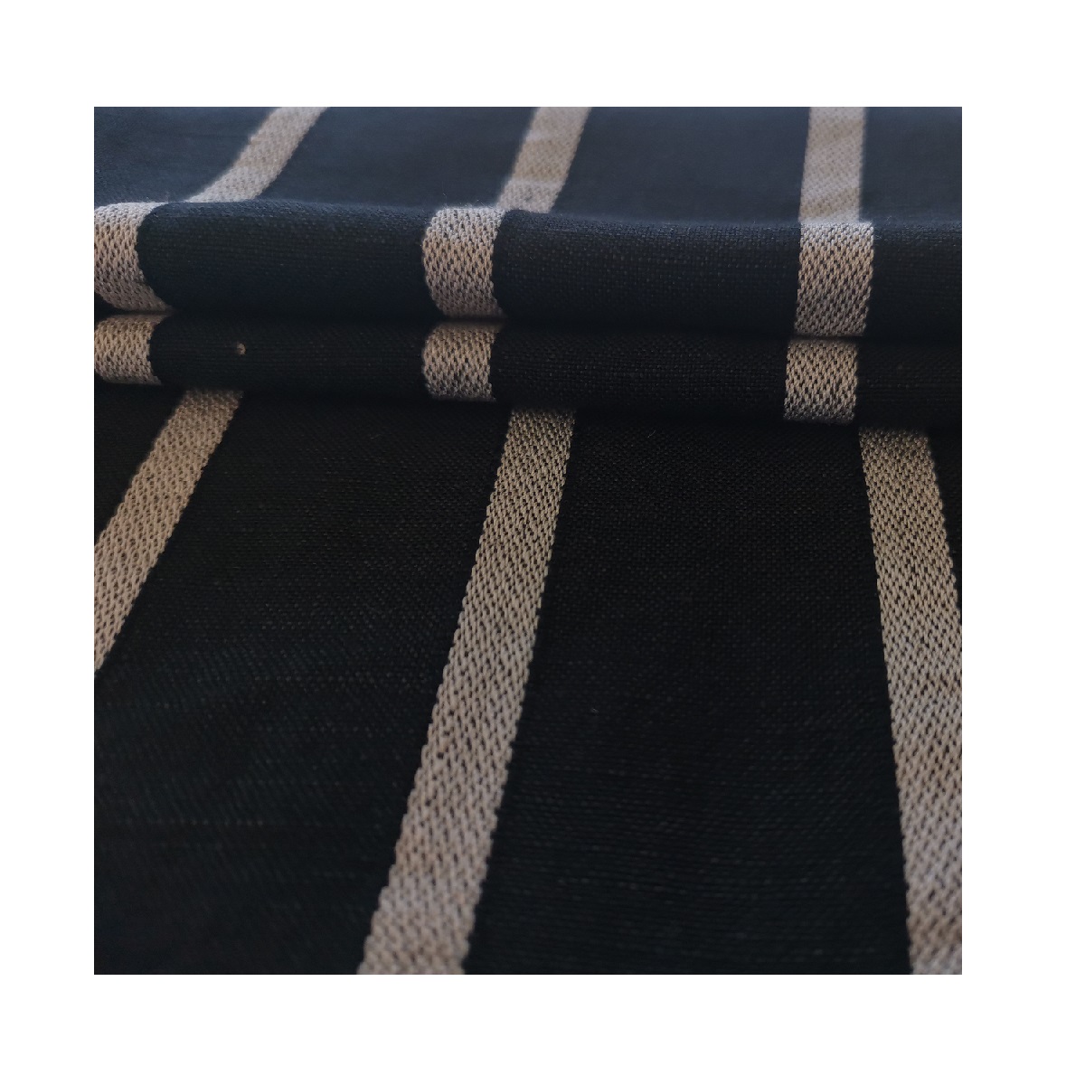 Organic 55% Linen 45% Rayon Mixed-woven Fabric black and white stripe for cloth