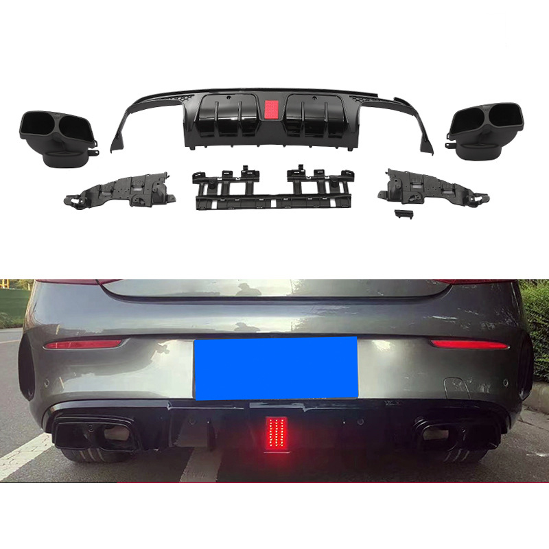 W205 Barbus style rear diffuser car exterior accessories rear bumper splitter diffuser with exhaust for C class W205 2015-2021