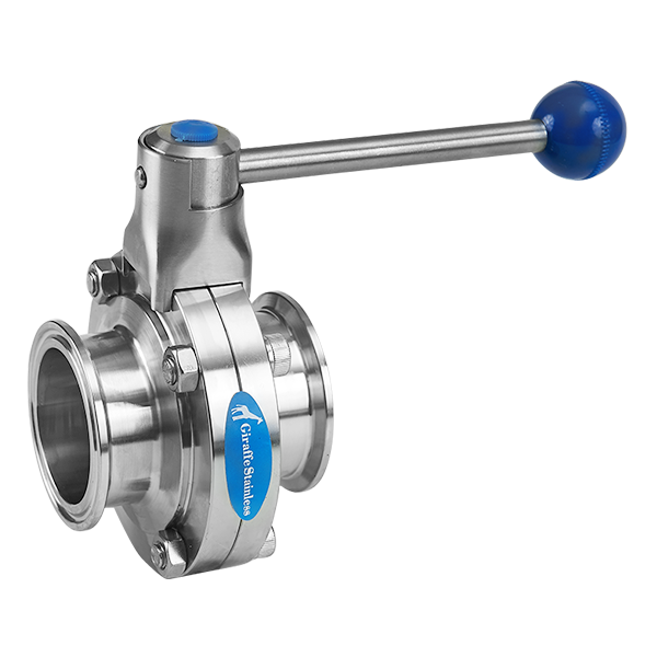 factory direct SS316L Sanitary Manual Tri Clover Butterfly Valve with Pull Handle Type D