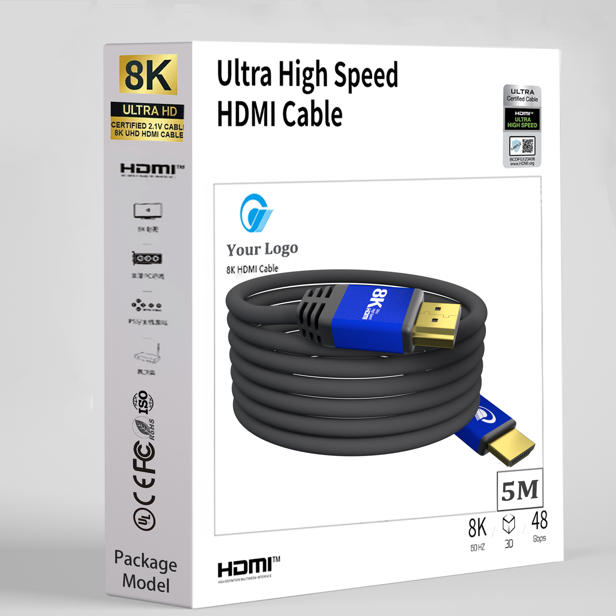 Ультраскоростной Кабель HDMI 3d, 8k, 60 Гц, 4k, 120 Гц, 48 Гбит/с, 5 м
